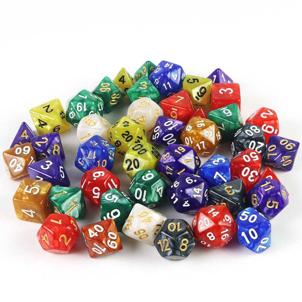 Conjunto de dados 7pcs - Estilo Perolado | RPG/D&D, Pathfinder