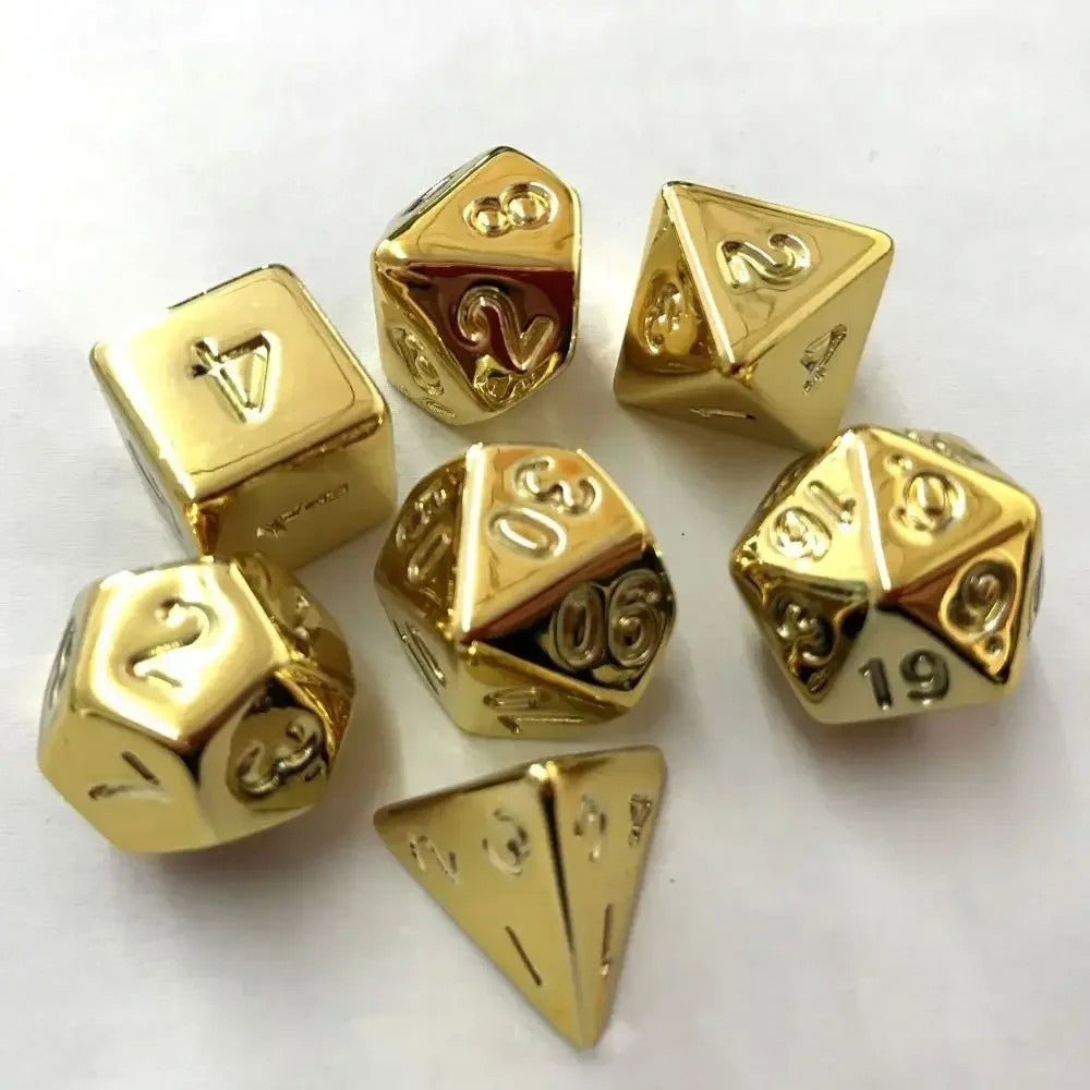 Conjunto de dados 7pcs - Cores Metálicas | RPG/D&D, Pathfinder