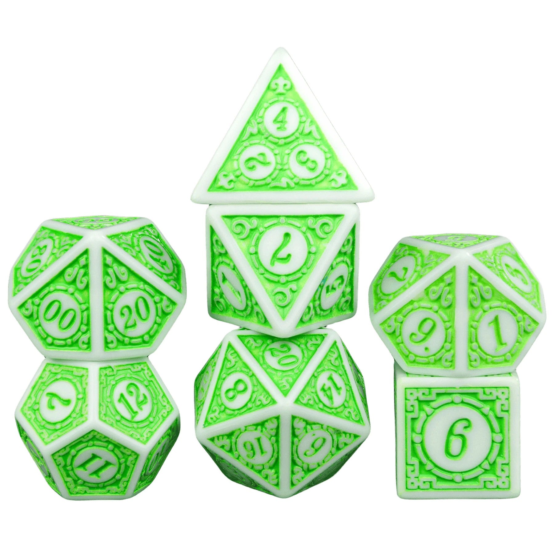Conjunto de Dados 7pcs - Acabamento em relevo | RPG/D&D, Pathfinder