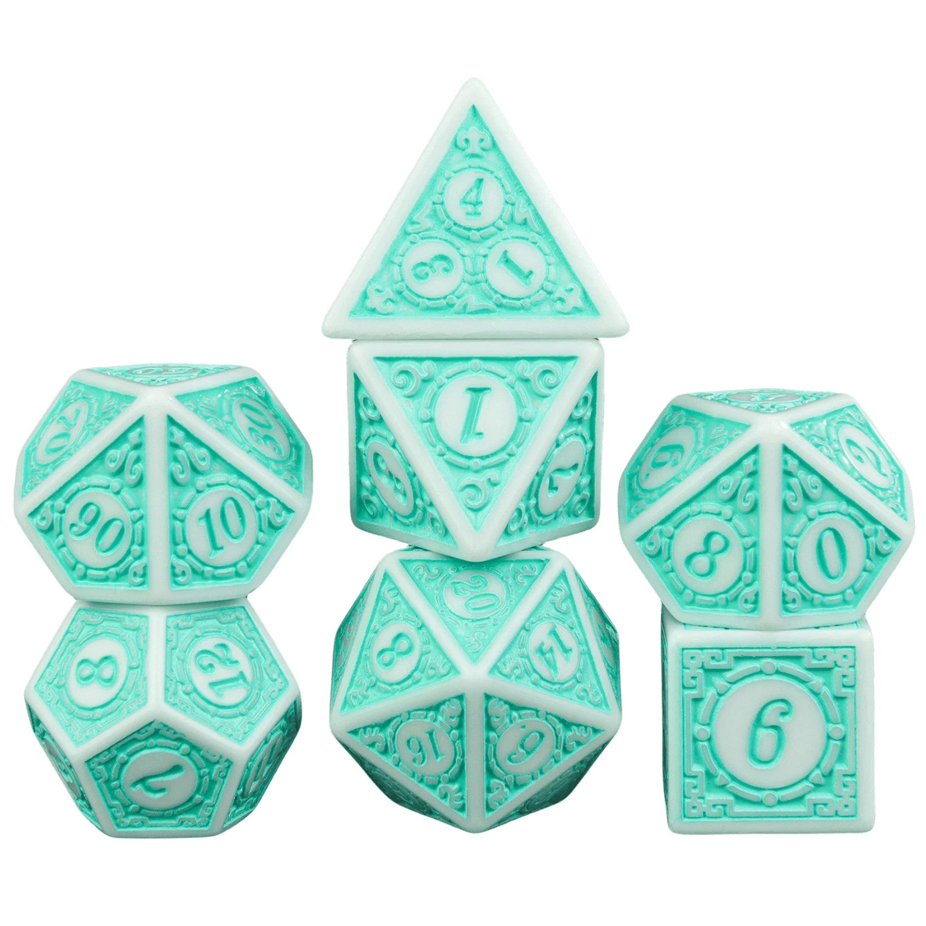 Conjunto de Dados 7pcs - Acabamento em relevo | RPG/D&D, Pathfinder