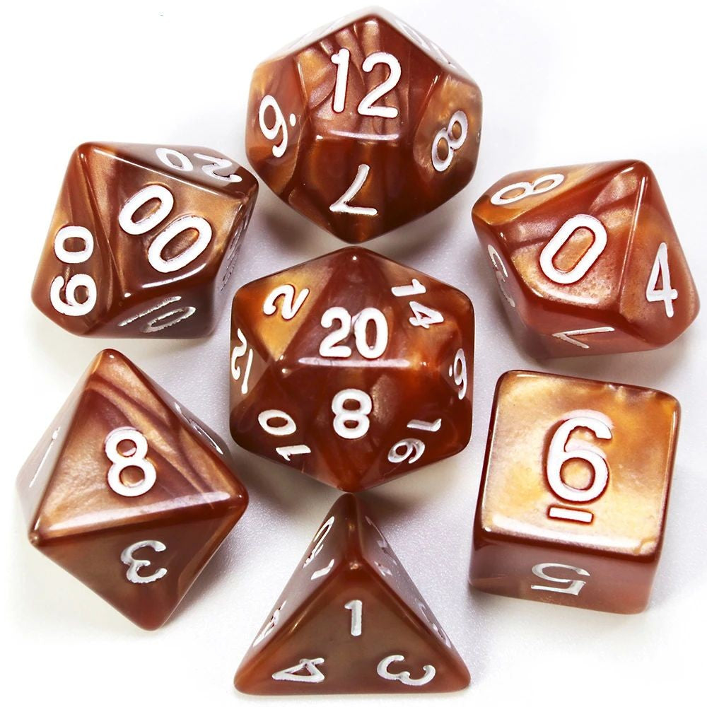 Conjunto de dados 7pcs - Estilo Perolado | RPG/D&D, Pathfinder