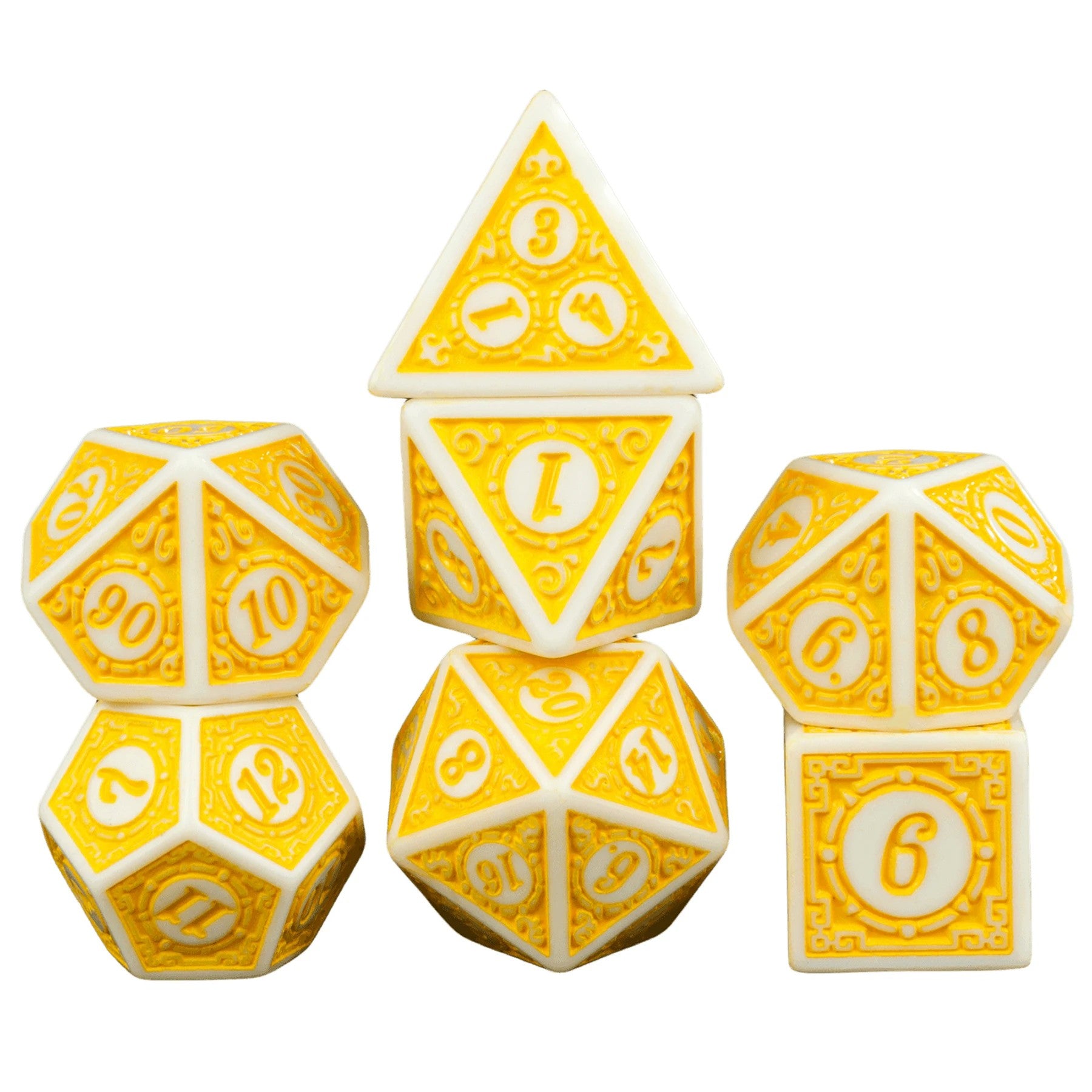Conjunto de Dados 7pcs - Acabamento em relevo | RPG/D&D, Pathfinder