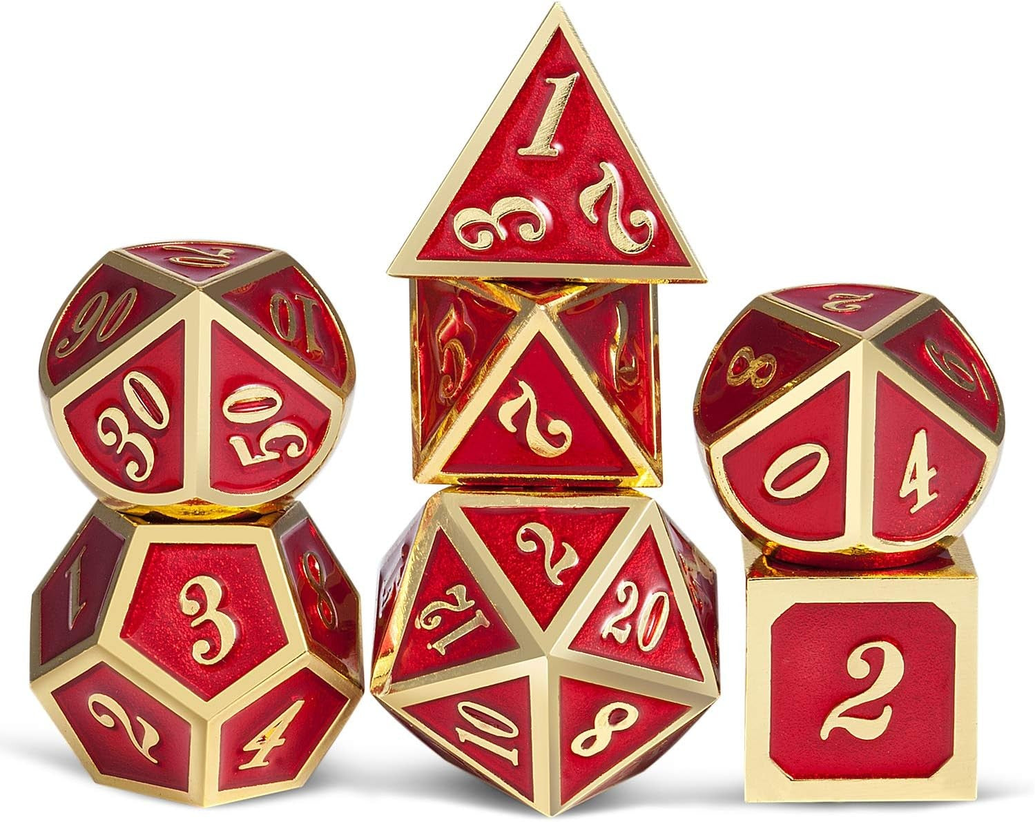 Conjunto de dados de metal 7pcs - Coloridos | RPG/D&D, Pathfinder