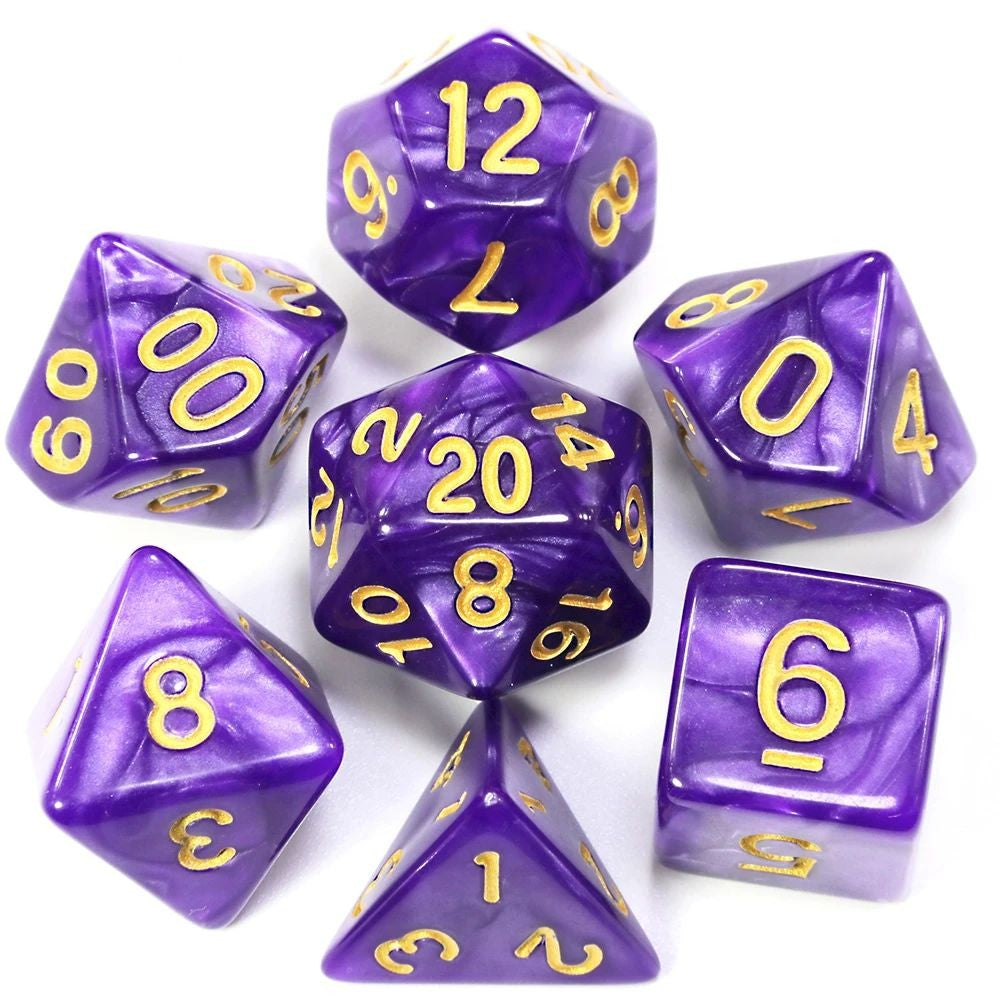 Conjunto de dados 7pcs - Estilo Perolado | RPG/D&D, Pathfinder