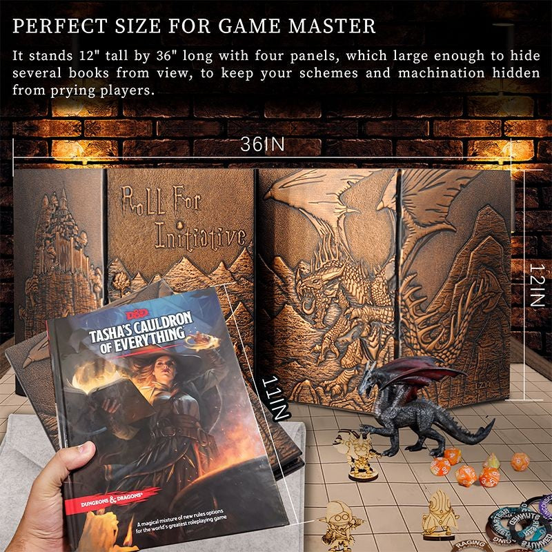 Escudo do Mestre D&D e outros sistemas, couro sintético, em relevo