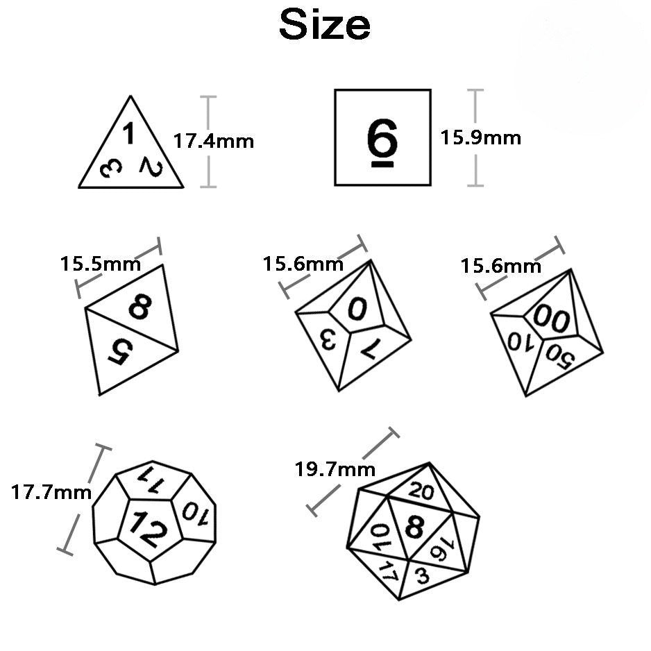 Conjunto de dados 7pcs - Estilo Perolado | RPG/D&D, Pathfinder