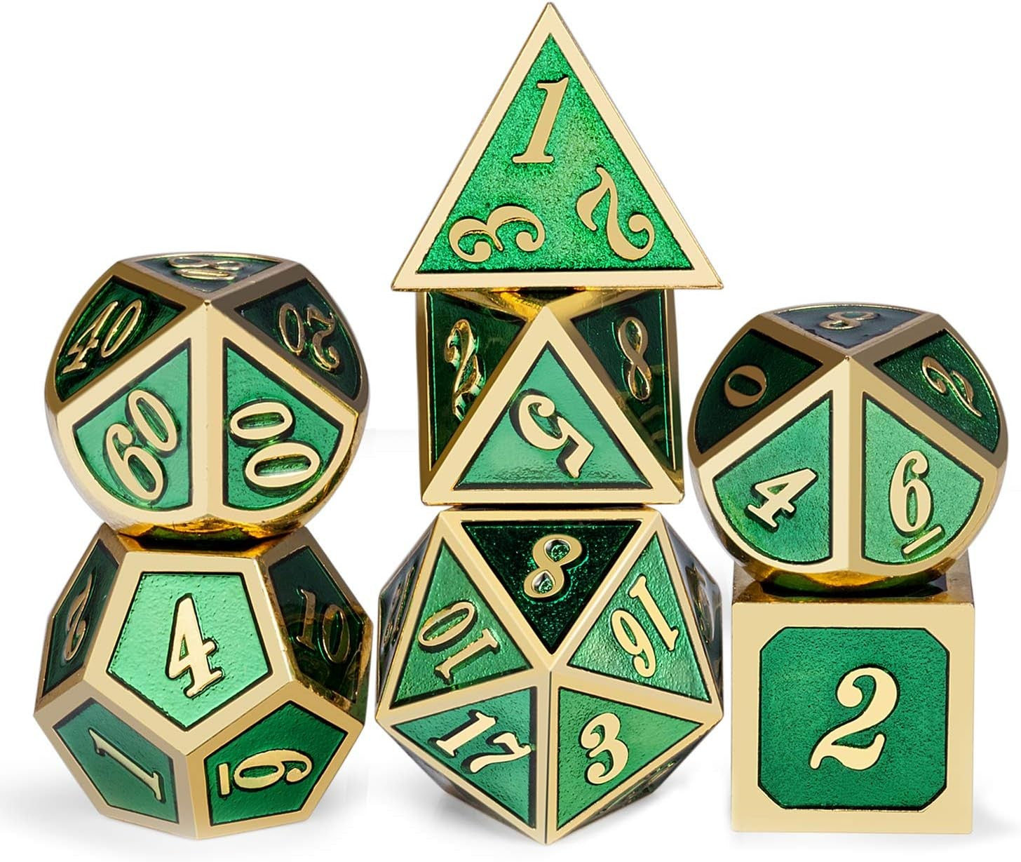 Conjunto de dados de metal 7pcs - Coloridos | RPG/D&D, Pathfinder