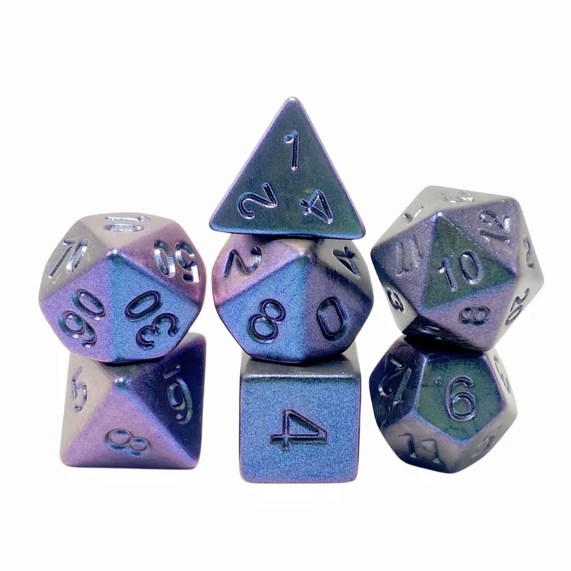 Conjunto de dados 7pcs - Cores Metálicas | RPG/D&D, Pathfinder