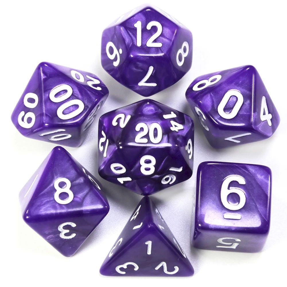 Conjunto de dados 7pcs - Estilo Perolado | RPG/D&D, Pathfinder