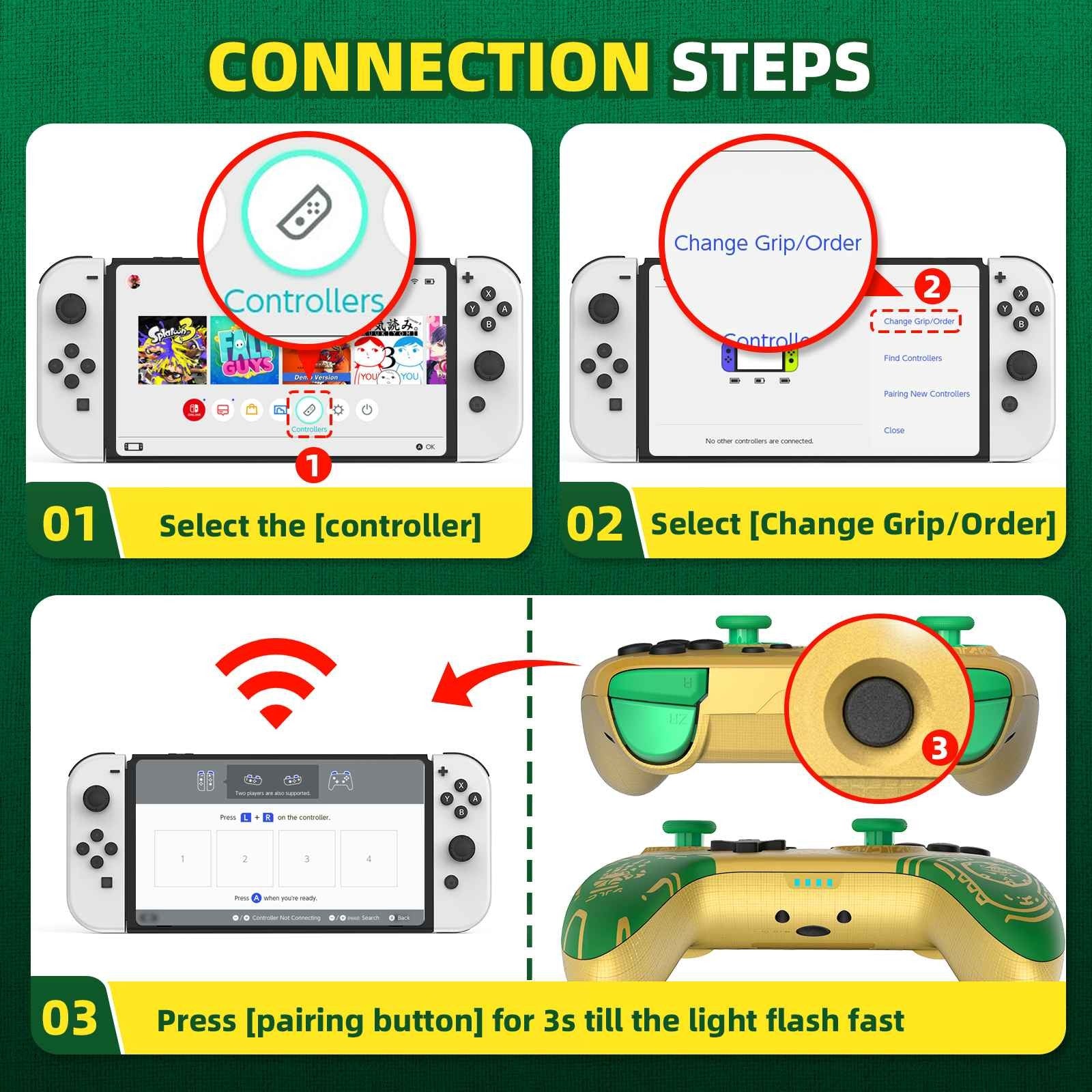 Controle Bluetooth com NFC para Amiibo Switch e PC