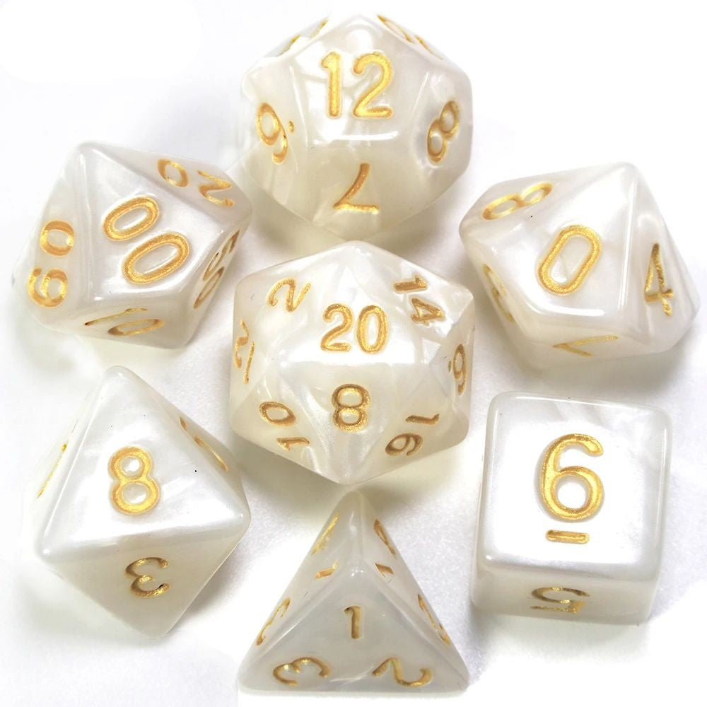 Conjunto de dados 7pcs - Estilo Perolado | RPG/D&D, Pathfinder
