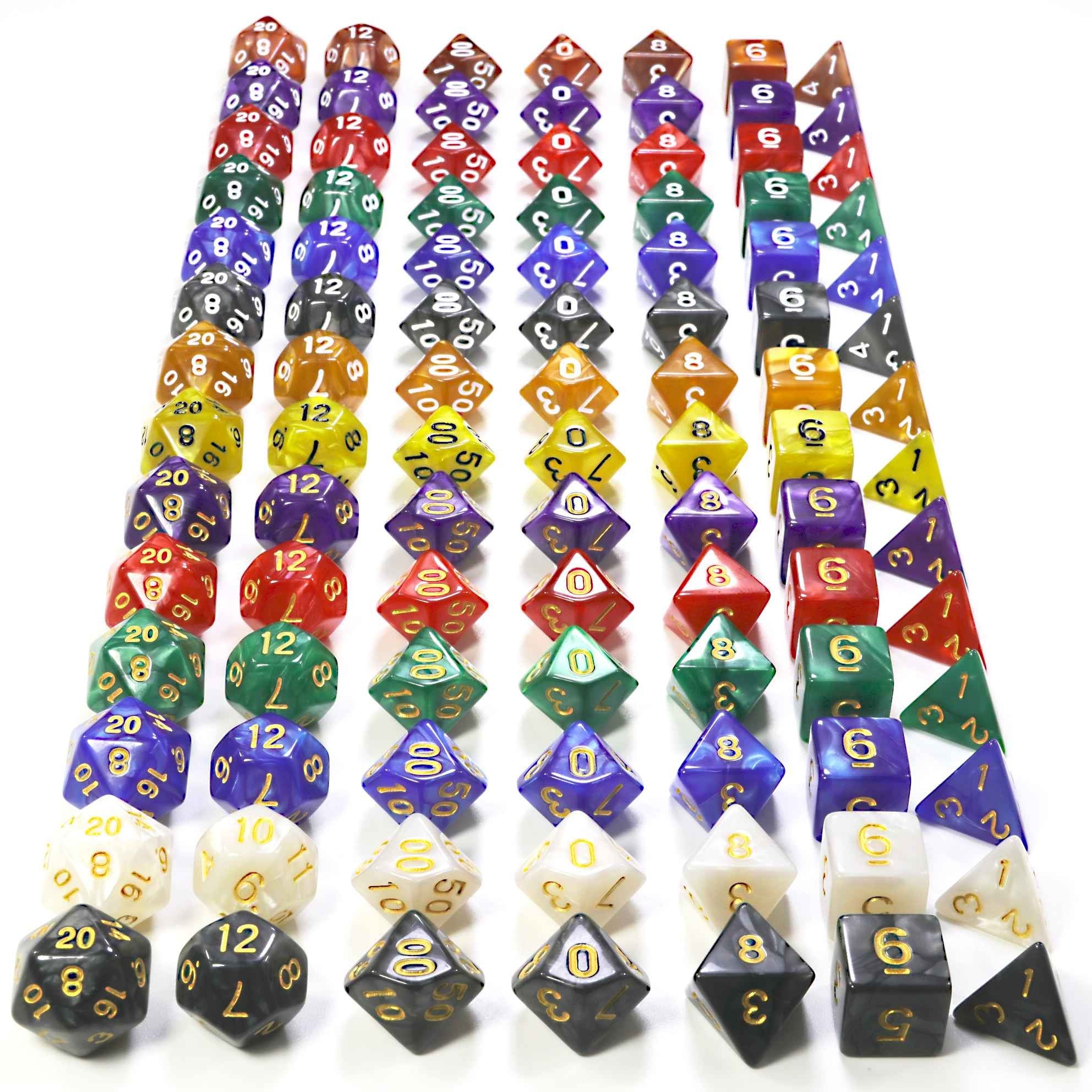 Conjunto de dados 7pcs - Estilo Perolado | RPG/D&D, Pathfinder