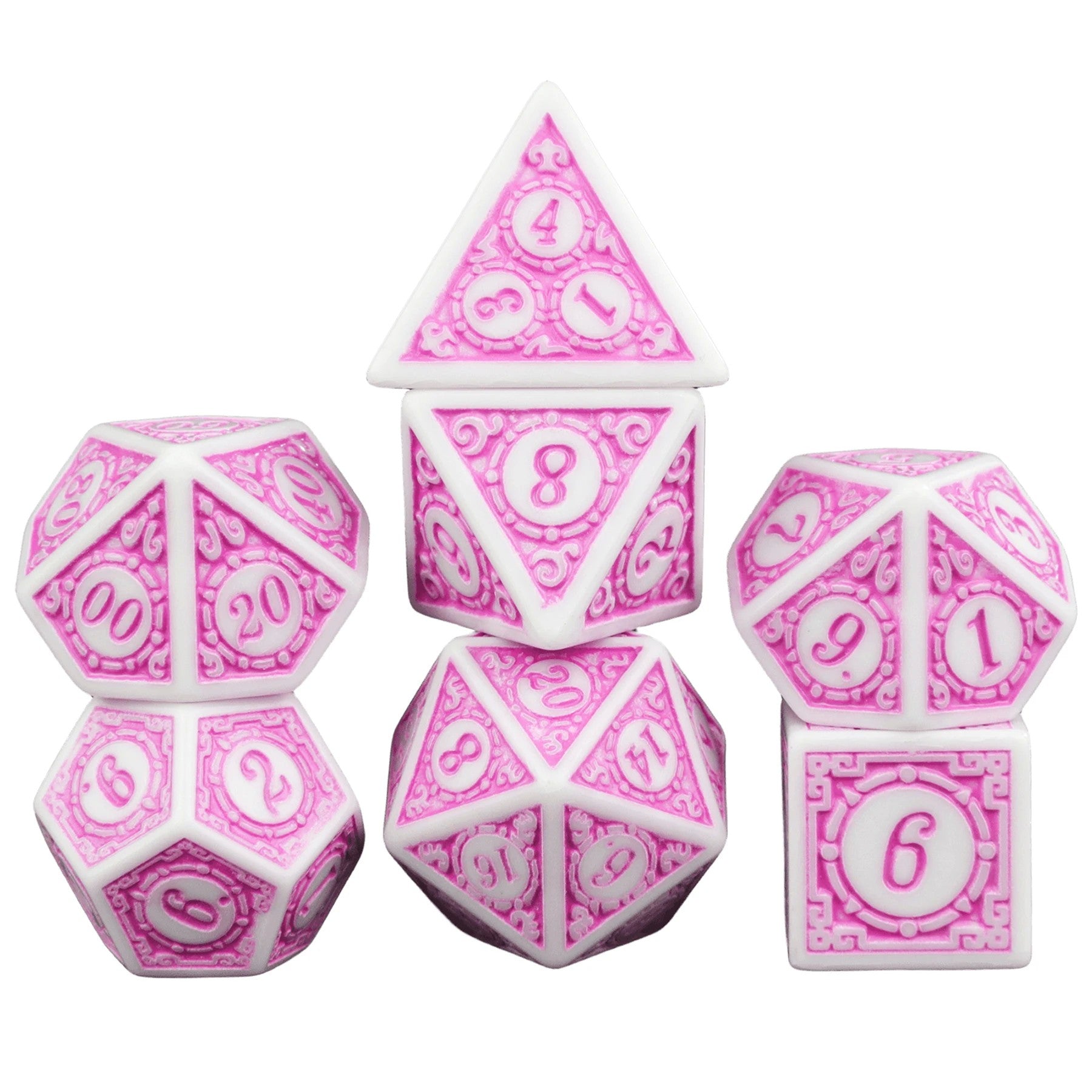 Conjunto de Dados 7pcs - Acabamento em relevo | RPG/D&D, Pathfinder