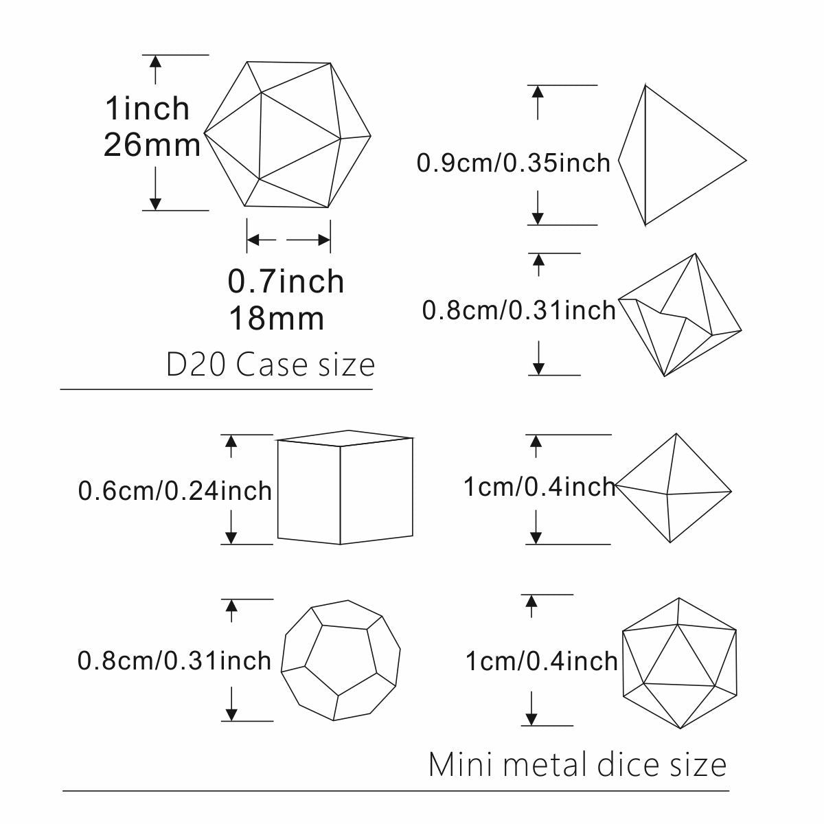 Kit de Mini dados + Chaveiro D20