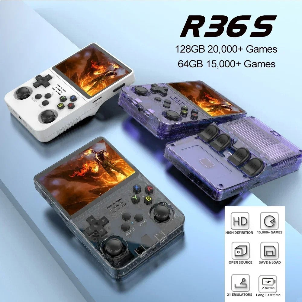 Console de Jogos Retro Portátil AMBERNIC R36S, Tela IPS de 3,5