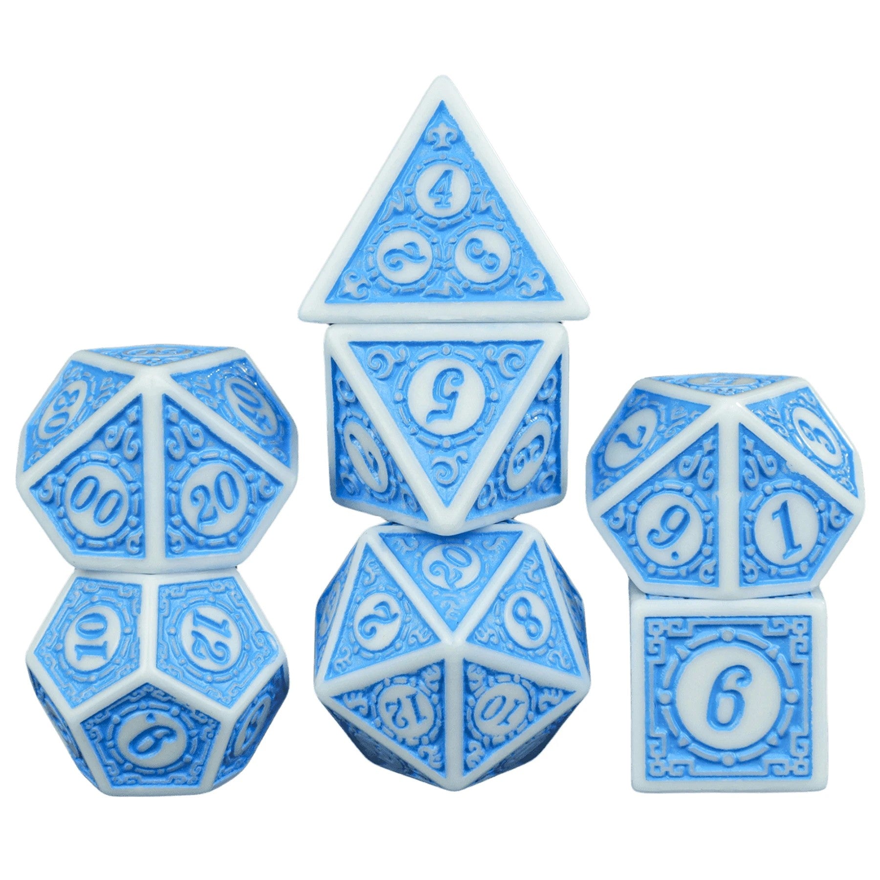 Conjunto de Dados 7pcs - Acabamento em relevo | RPG/D&D, Pathfinder