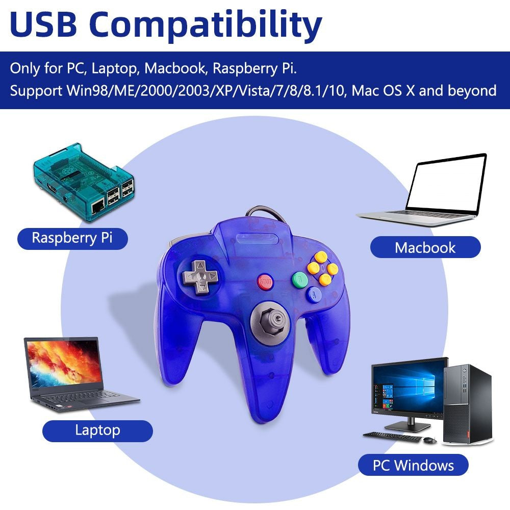 Controle Classico N64 USB com fio para Jogos Retro