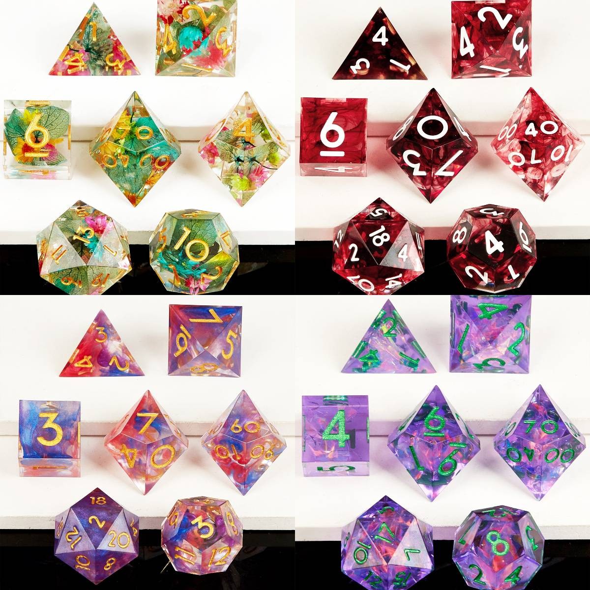 Conjunto de dados 7pcs - Corais | RPG/D&D, Pathfinder, Tormenta