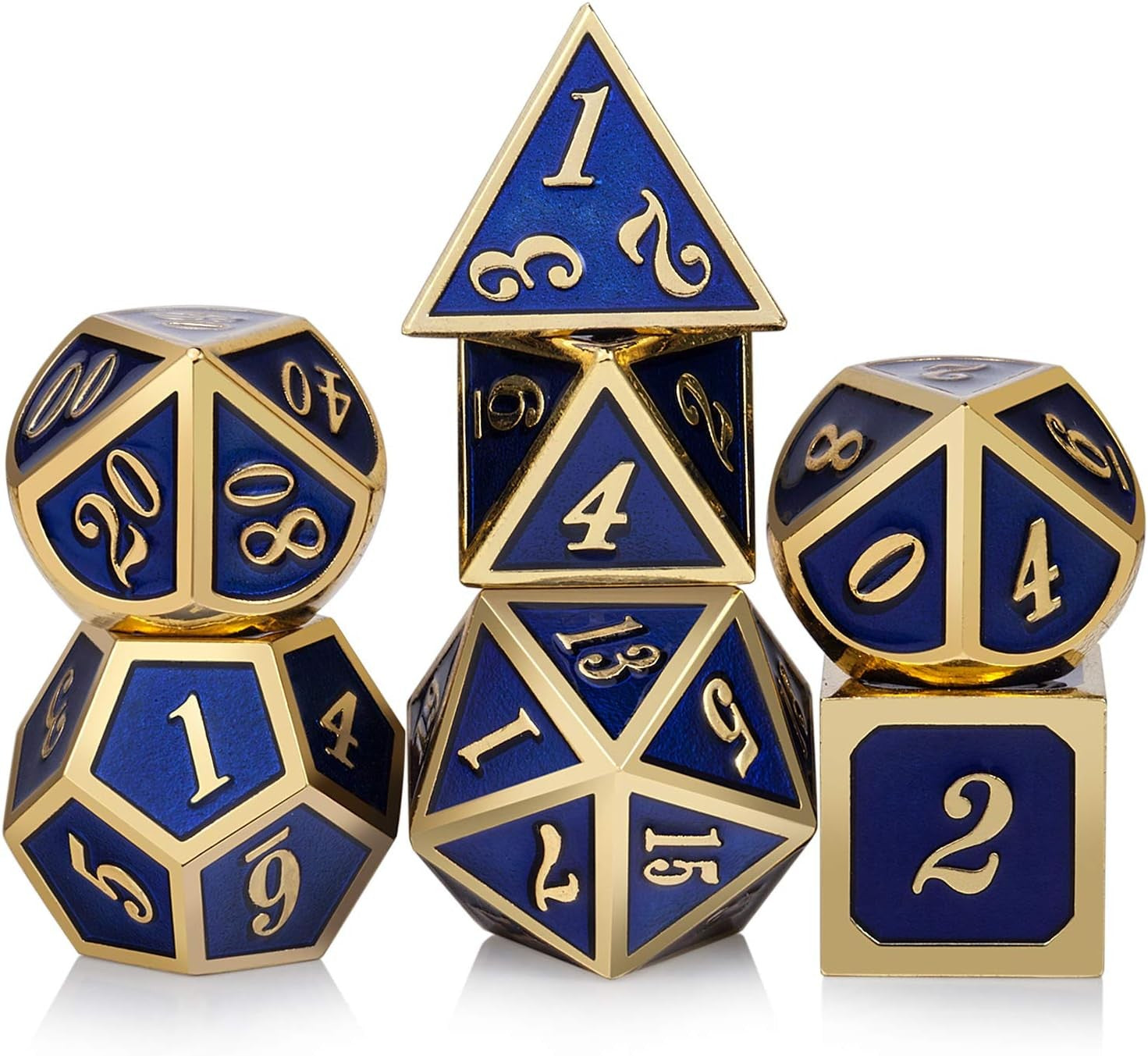Conjunto de dados de metal 7pcs - Coloridos | RPG/D&D, Pathfinder