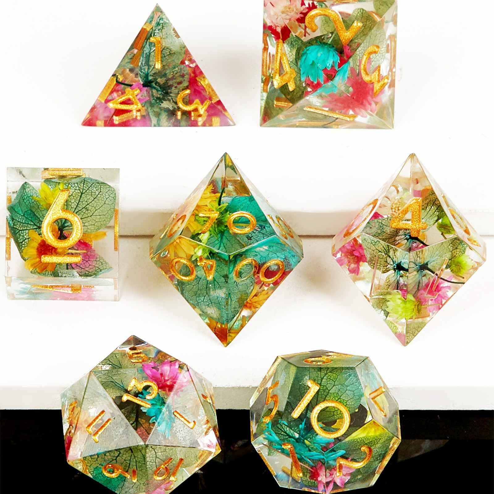 Conjunto de dados 7pcs - Corais | RPG/D&D, Pathfinder, Tormenta