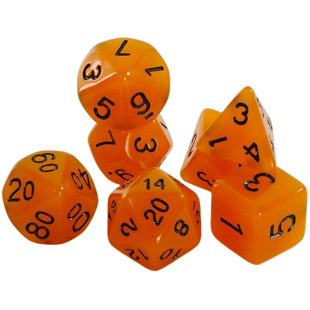 Conjunto de dados 7pcs - Brilha no escuro | RPG/D&D, Pathfinder