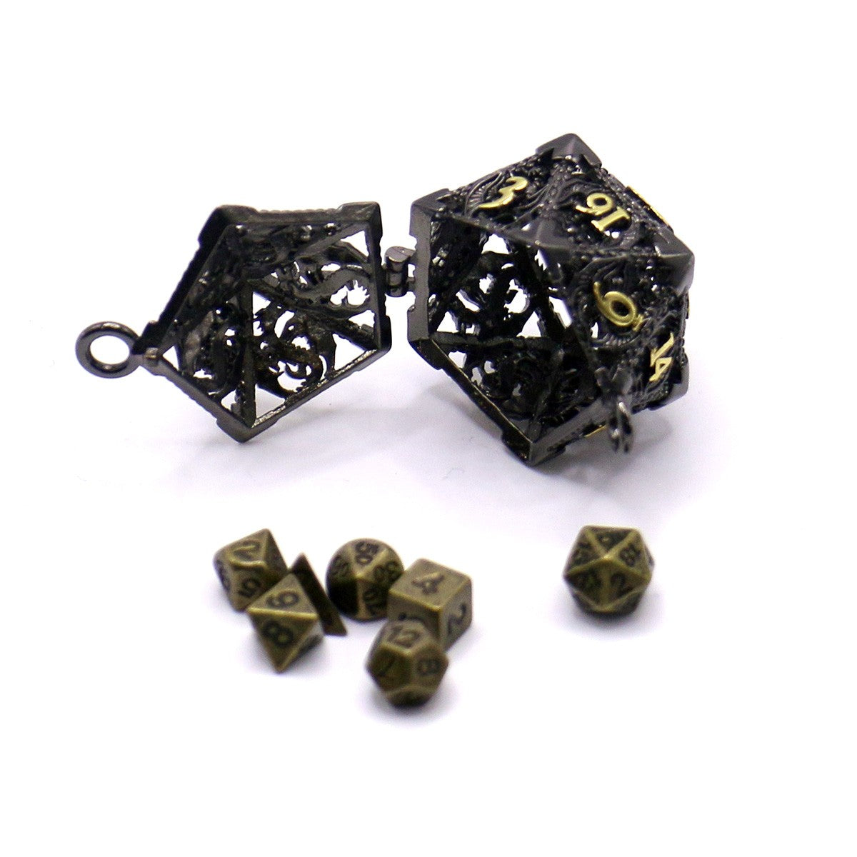 Kit de Mini dados + Chaveiro D20