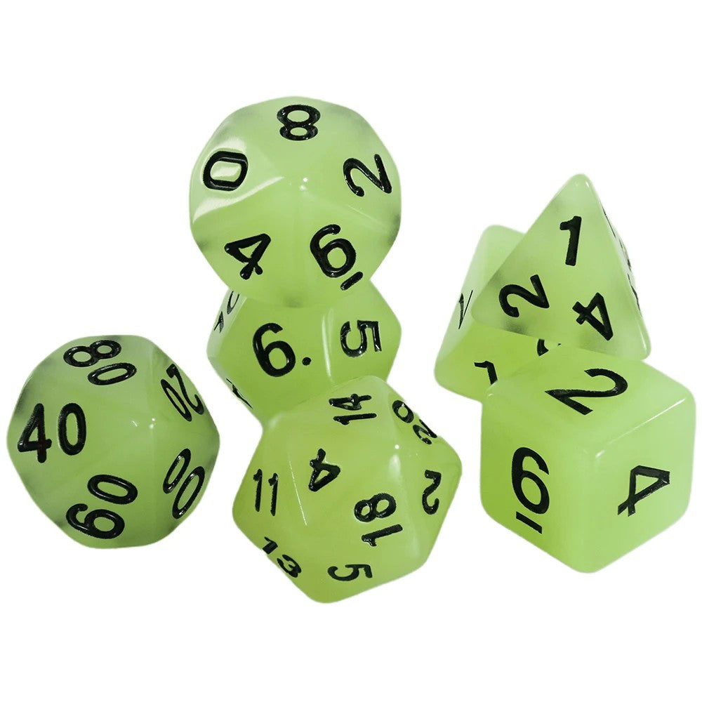Conjunto de dados 7pcs - Brilha no escuro | RPG/D&D, Pathfinder