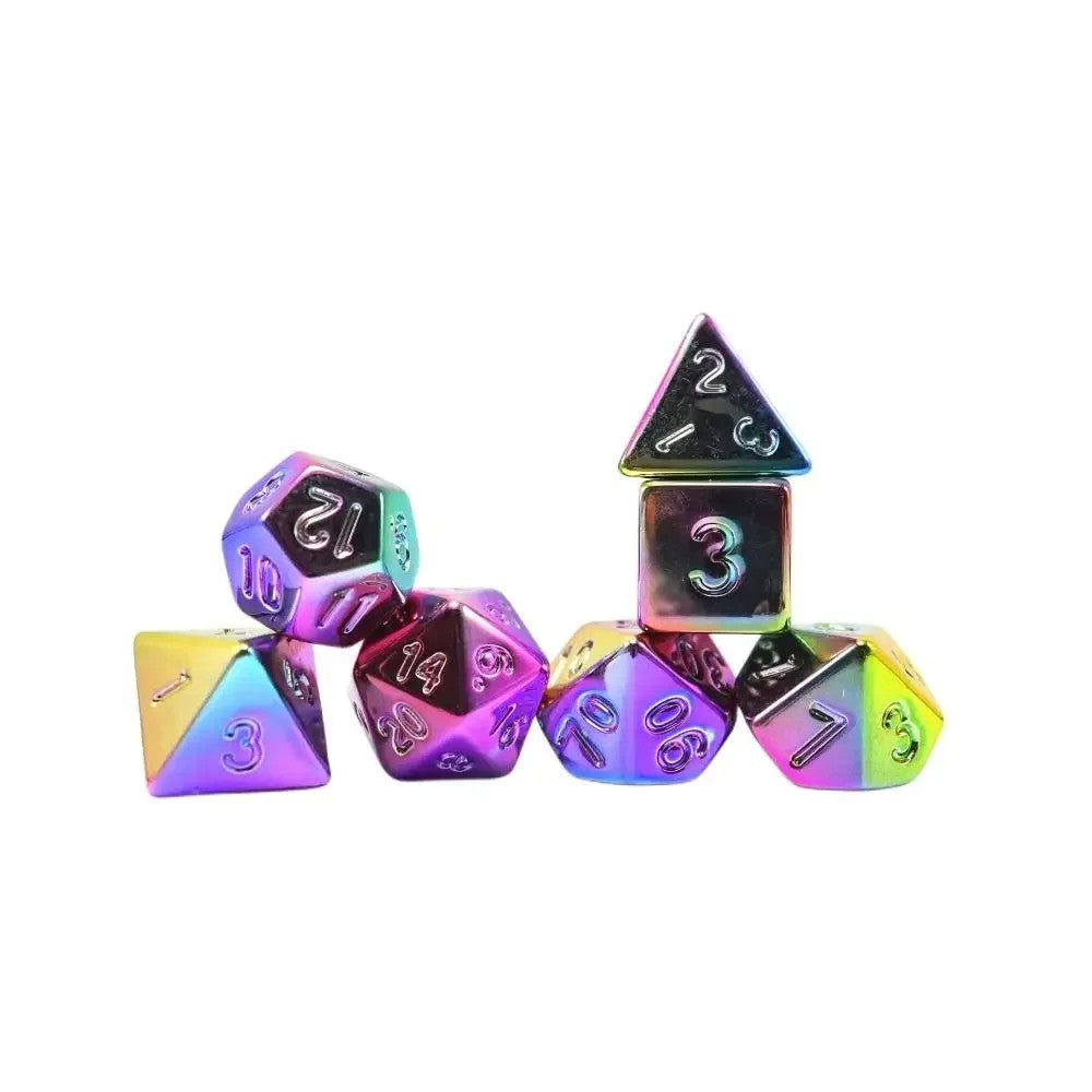 Conjunto de dados 7pcs - Cores Metálicas | RPG/D&D, Pathfinder
