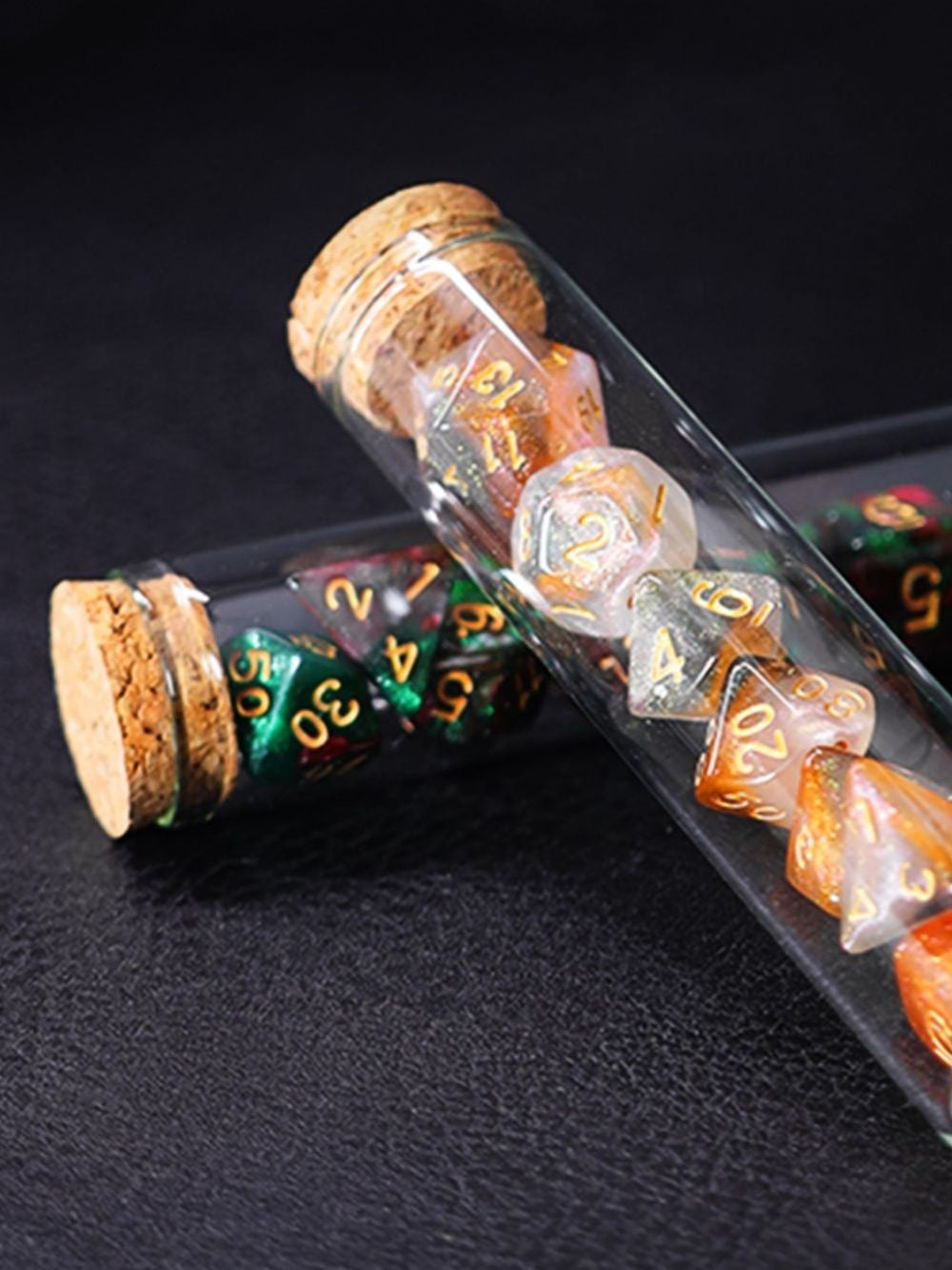 Conjunto de dados poliédricos RPG/D&D, frasco de poção