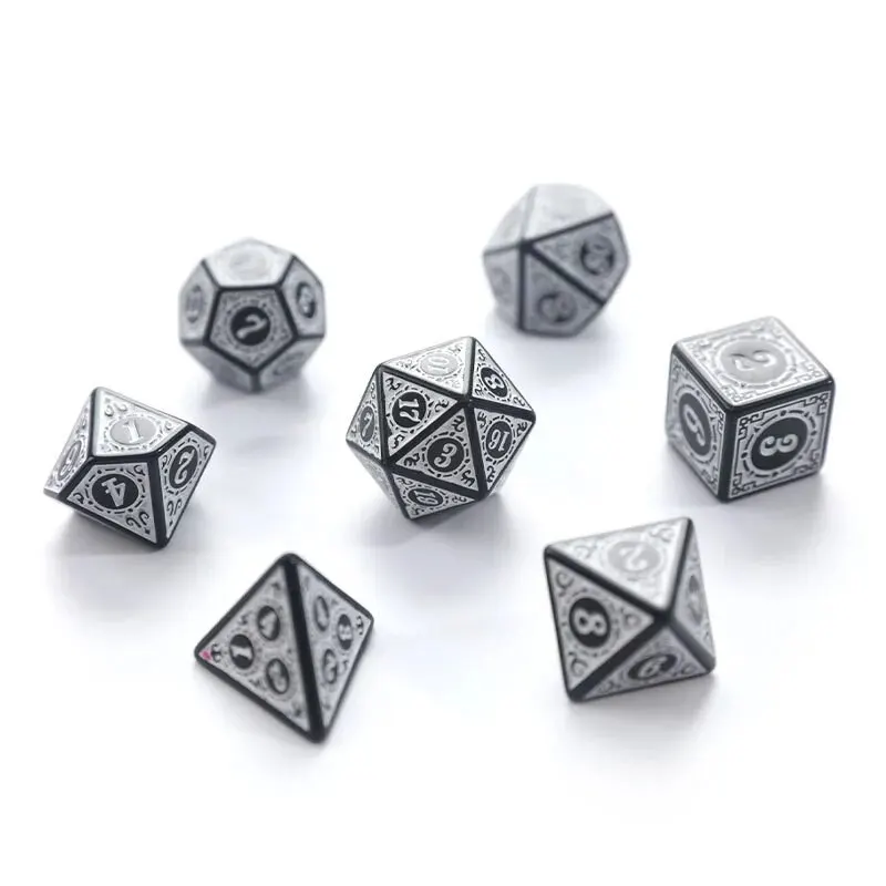 Conjunto de Dados 7pcs - Acabamento em relevo | RPG/D&D, Pathfinder