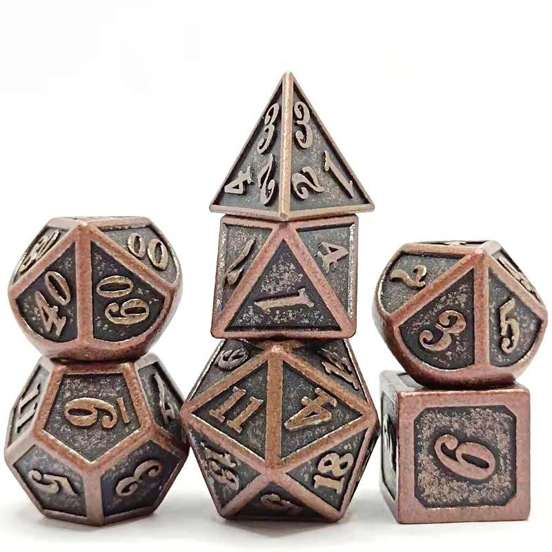 Conjunto de dados de metal 7pcs - Rústico | RPG/D&D, Pathfinder